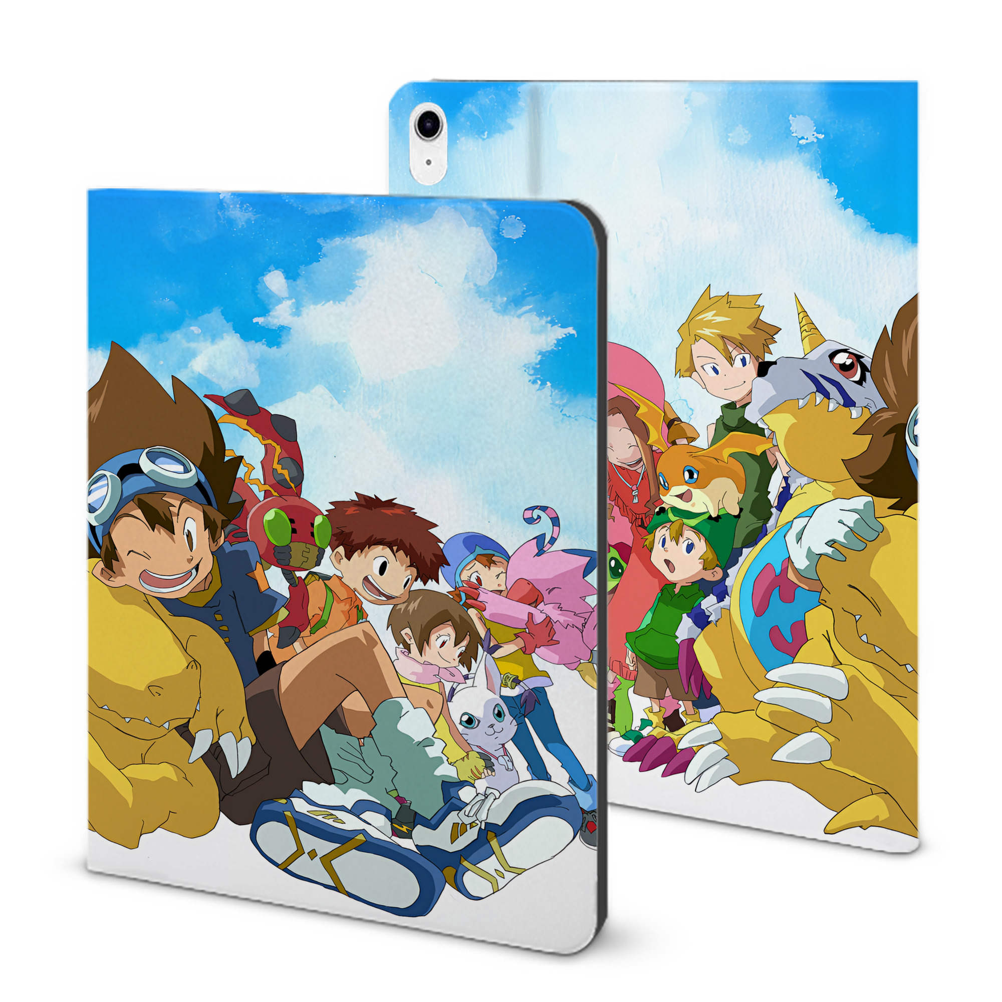 （画像用） Digimon デジタルモンスター/デジモン IPad ケース ブック型 PUレザー TPU 耐衝撃 軽量 薄型 ペン収納なし 全面保護 IPad 各モデル対応